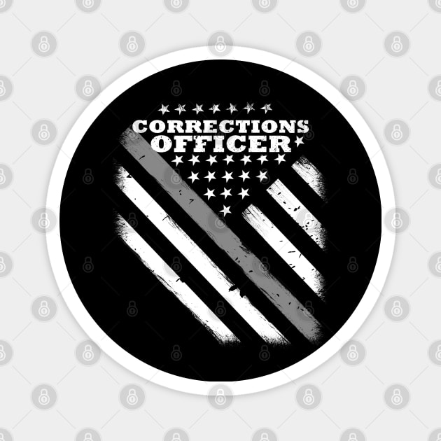 Corrections Officer Flag - Thin Silver Line American Flag Magnet by bluelinemotivation